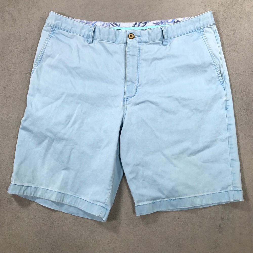 Tommy Bahama Shorts Mens 38 Blue Cotton Tencel Stretch Preppy BeachFlat Front